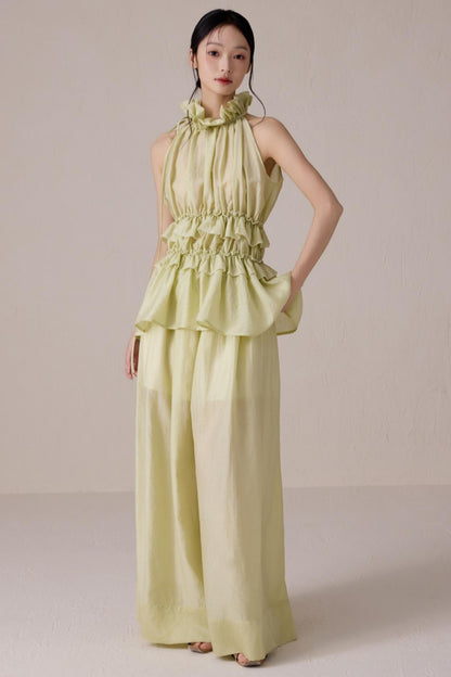 Ruffled Summer Top Pants Set-Up