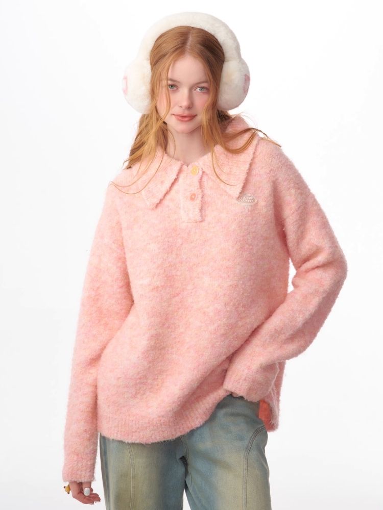 Polo neck top knitted sweater