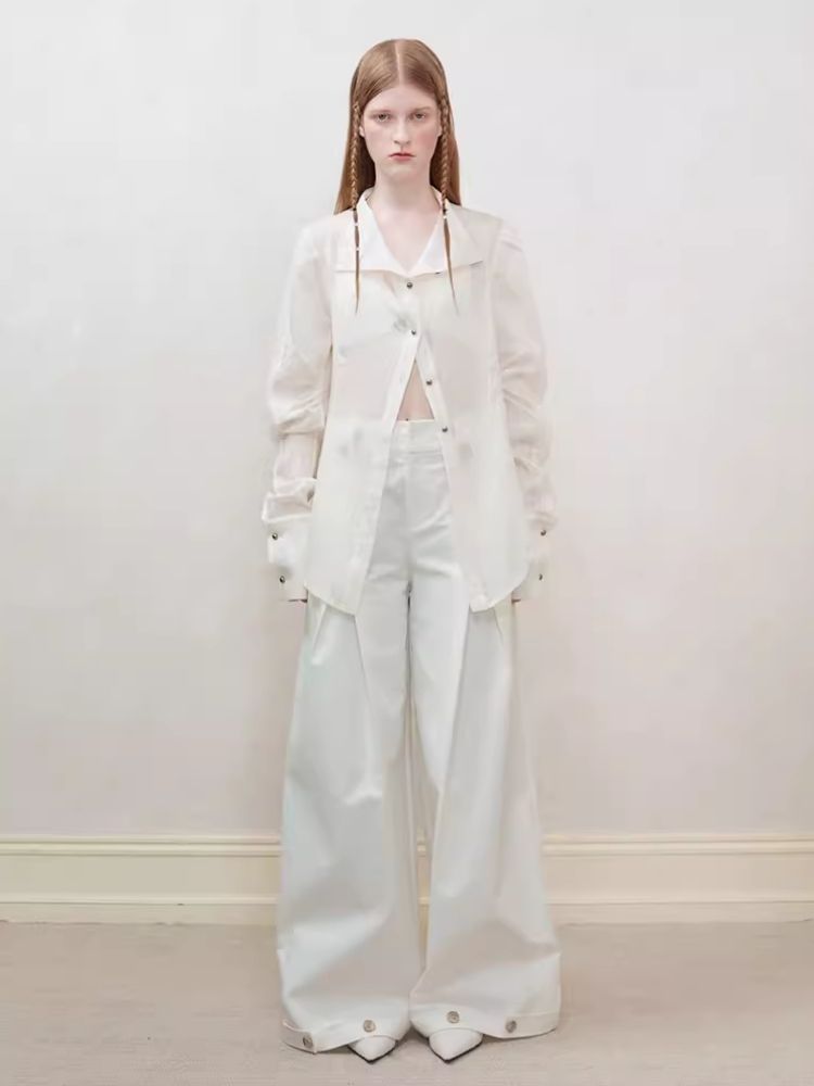 High Waist Straight Leg Wide Leg Casual Pants