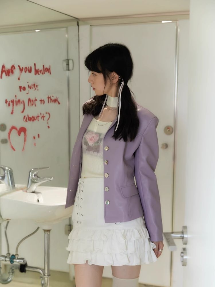 Shell Multi Button Purple Coat Jacket