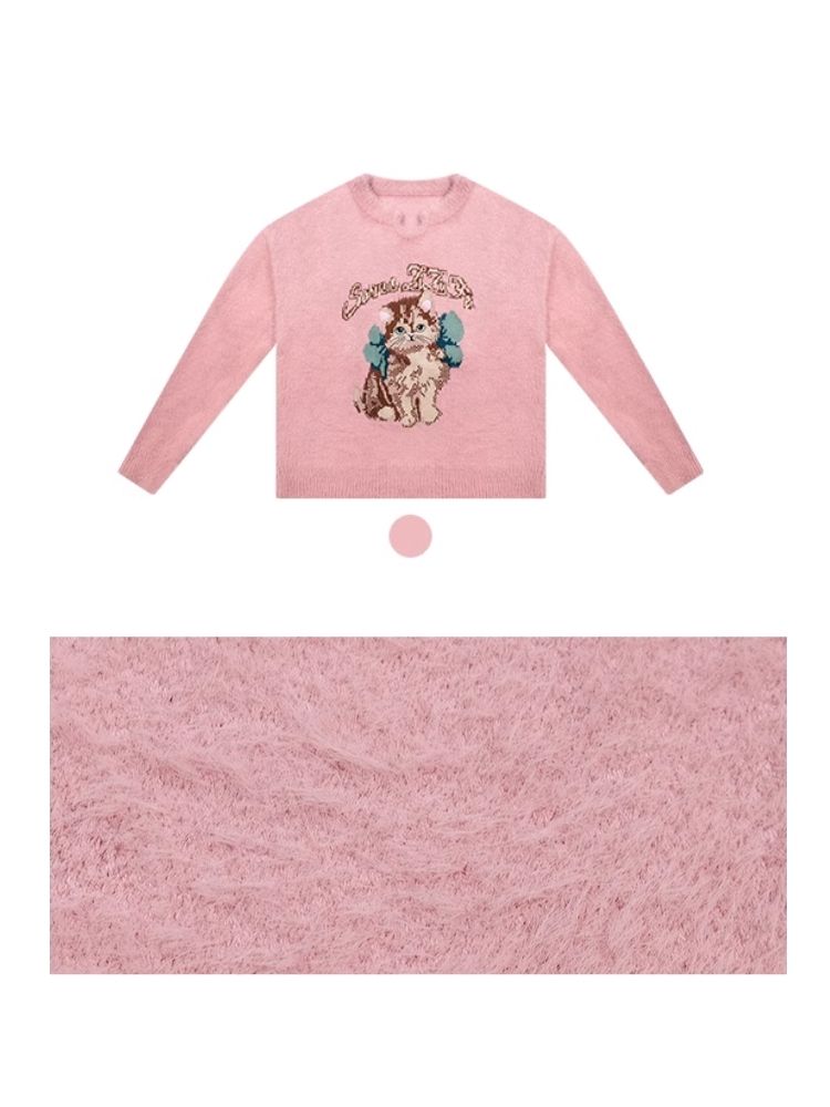 Lazy wind pink gentle soft sweater