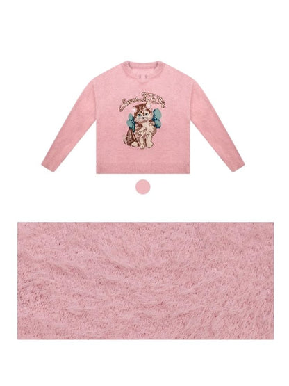 Lazy wind pink gentle soft sweater