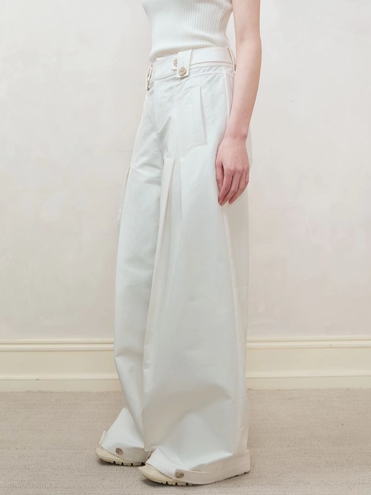 High Waist Straight Leg Wide Leg Casual Pants