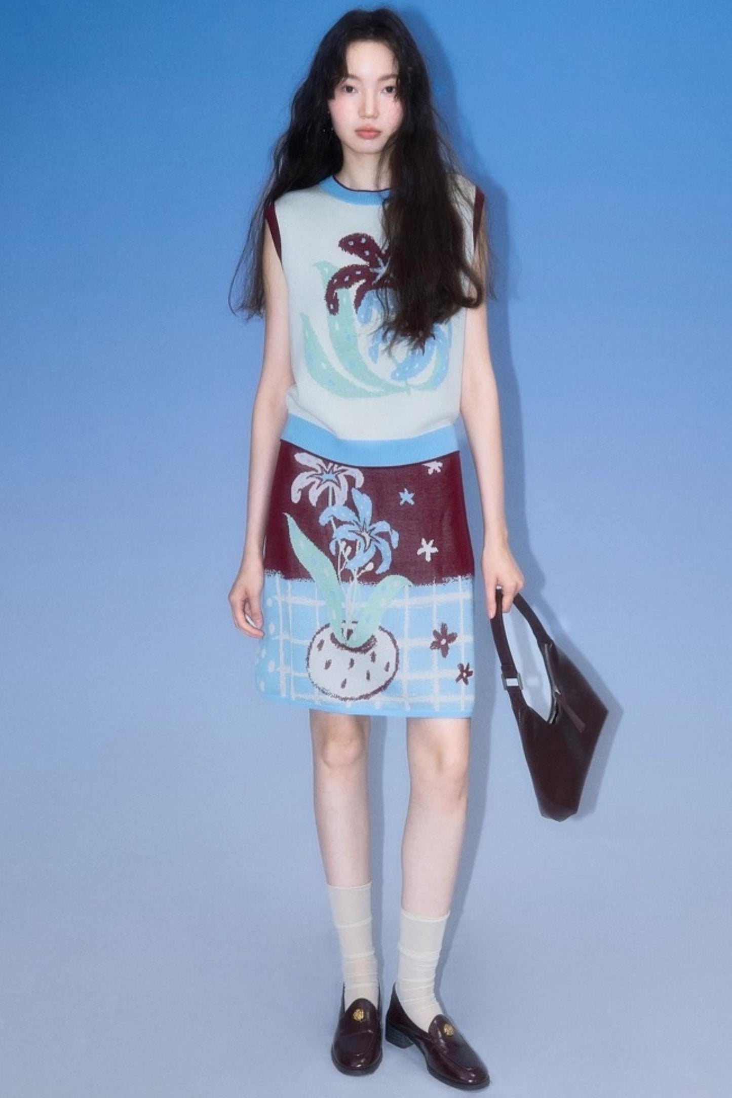 Original Lily Jacquard Tencel Vest Skirt Set-Up