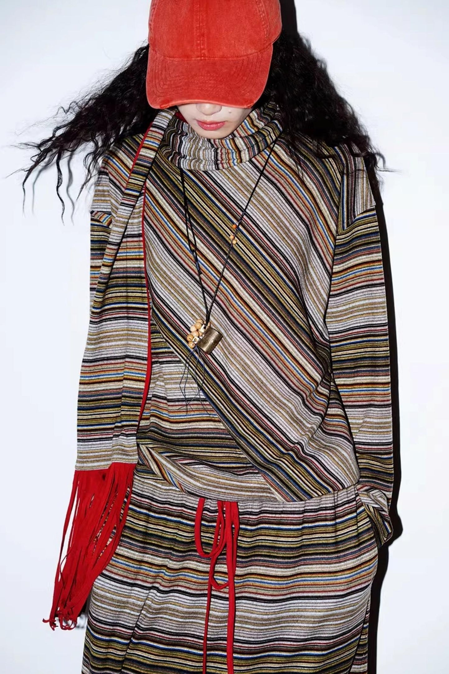 Striped Brushed Long-Sleeved Top