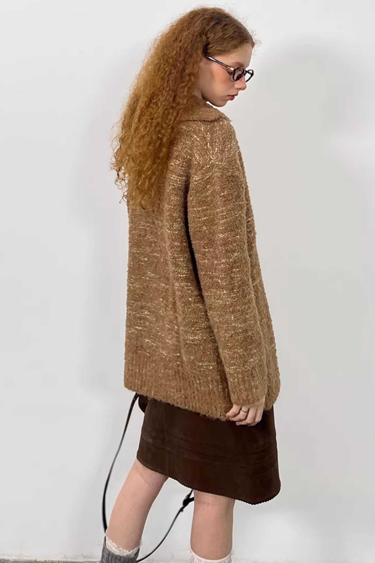 Lace-Up Collar Sweater Set-Up