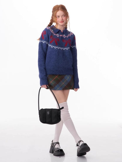 Soft and thick Fair Isle polo neck sweater