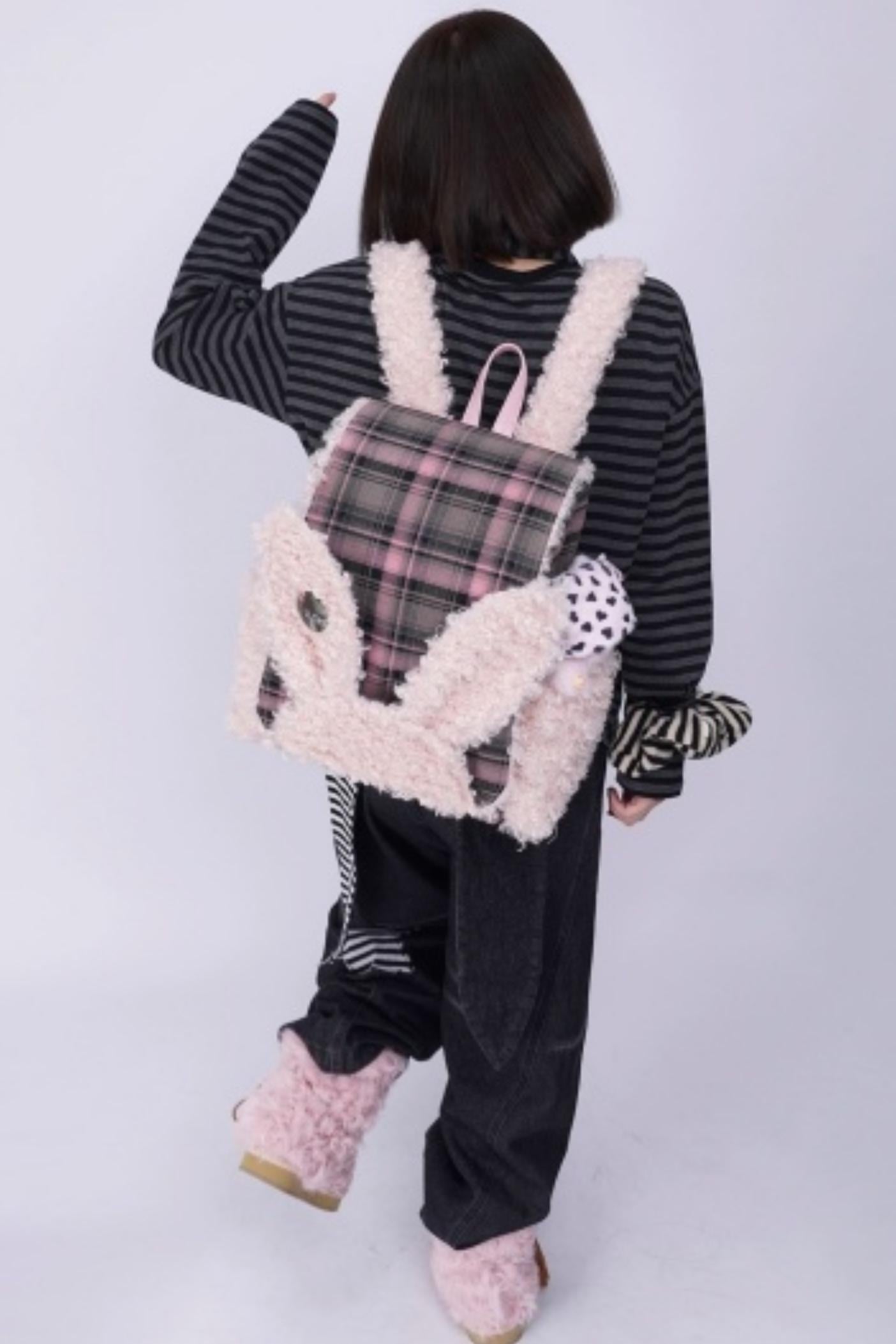 Furry Rabbit Ear Backpack