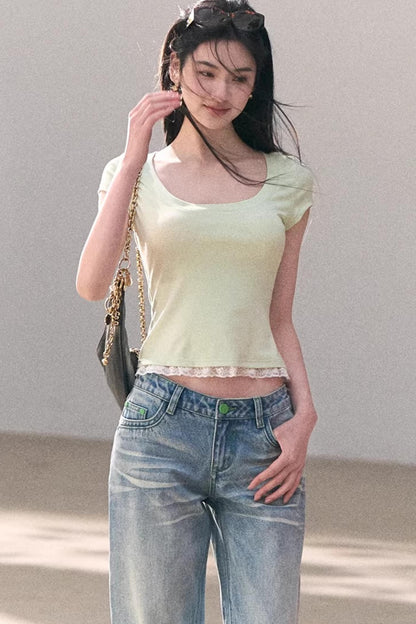 Lace Bohemian Short-Sleeve T-Shirt