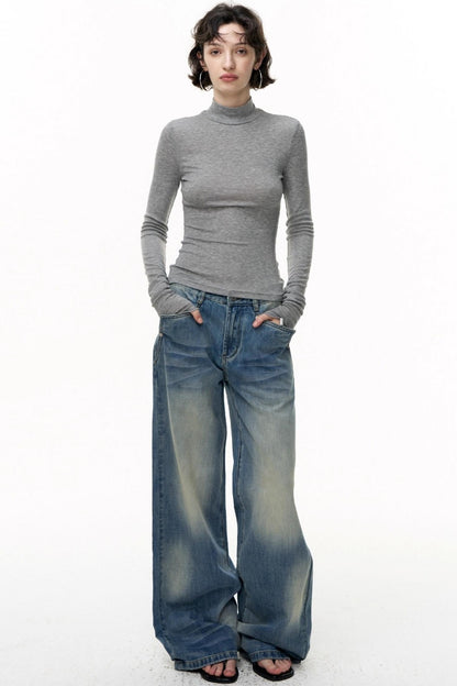 Loose Straight Wide-Leg Scimitar Jeans