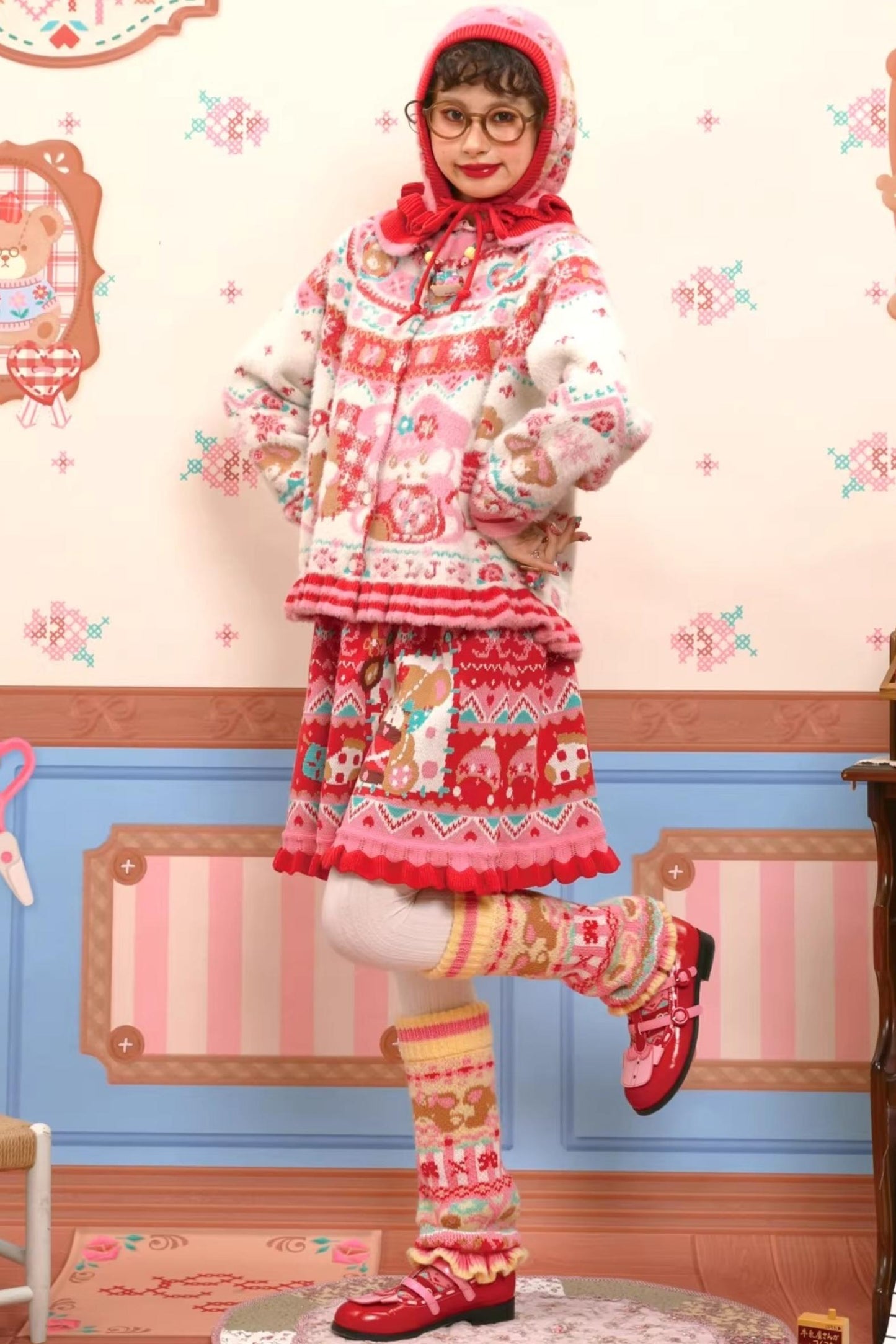 Fair Isle Mink Knit Cardigan