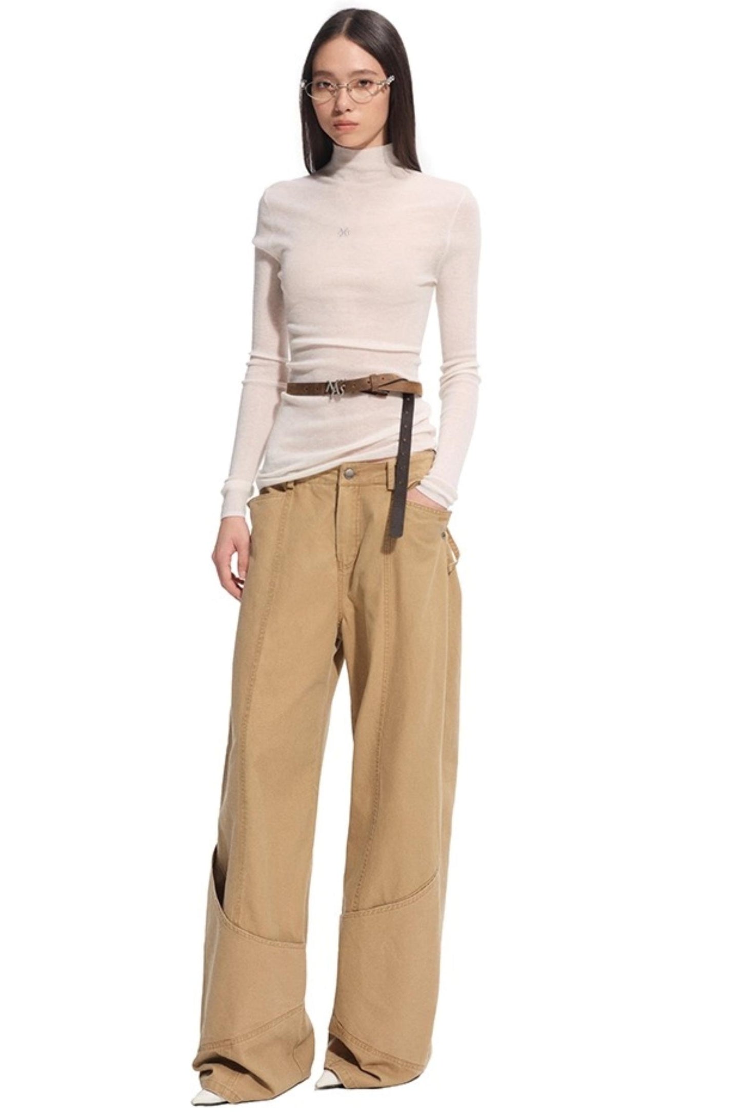 High Neck Long Sleeve Knit Wool Top