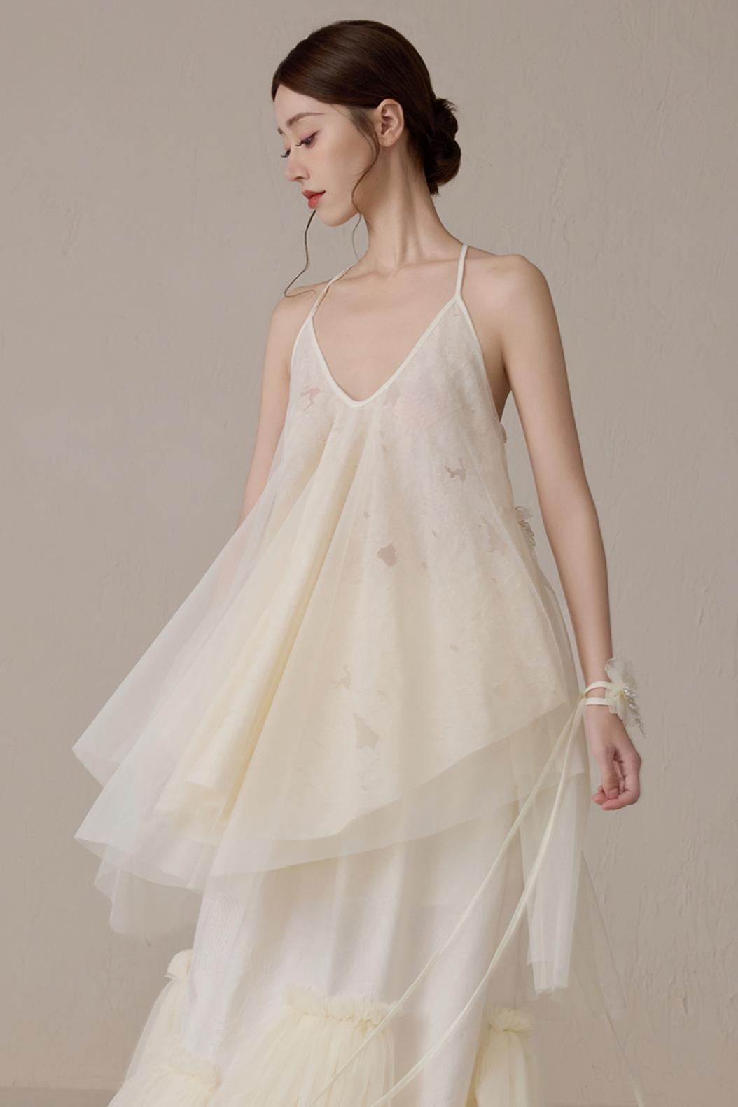 Floral Mesh Tie Neck Camisole