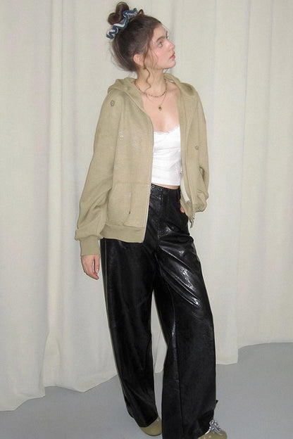 Slim Straight Leather Pants