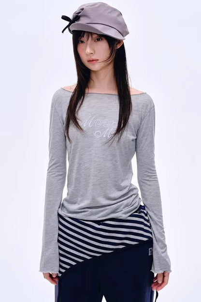 Distressed Letter Print Sweater