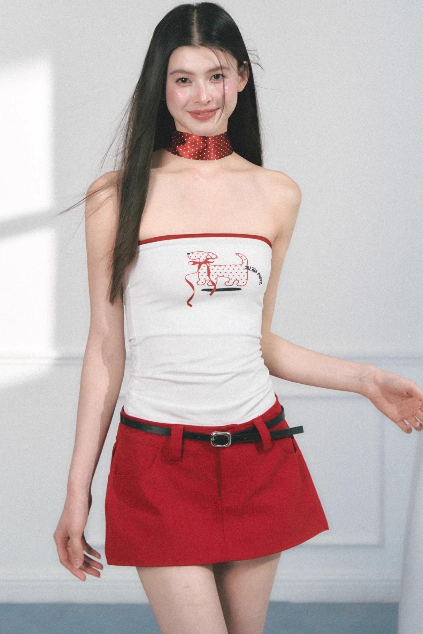 Original Puppy Print Fitted Top