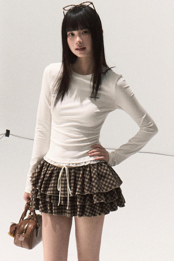 Good Weather Lace Slim Waist Long Sleeve T-Shirt