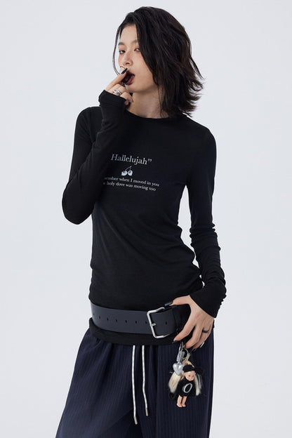 Schmales, bedrucktes Baselayer-Top mit Schleife
