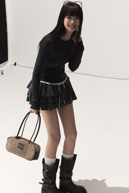 Shrine Plaid Woolen A-Line Skirt