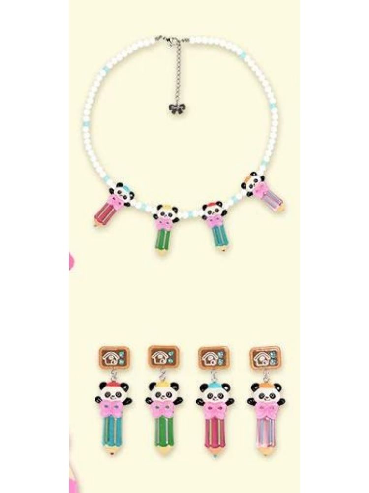 Panda 3D Pencil Resin Necklace and Earrings