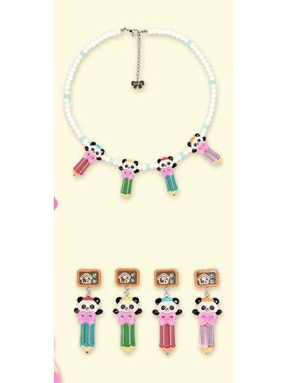 Panda 3D Pencil Resin Necklace and Earrings