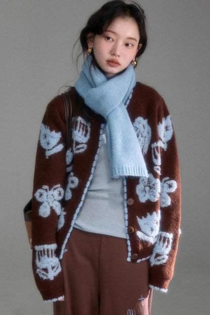 Velvet Jacquard Cardigan Set-Up