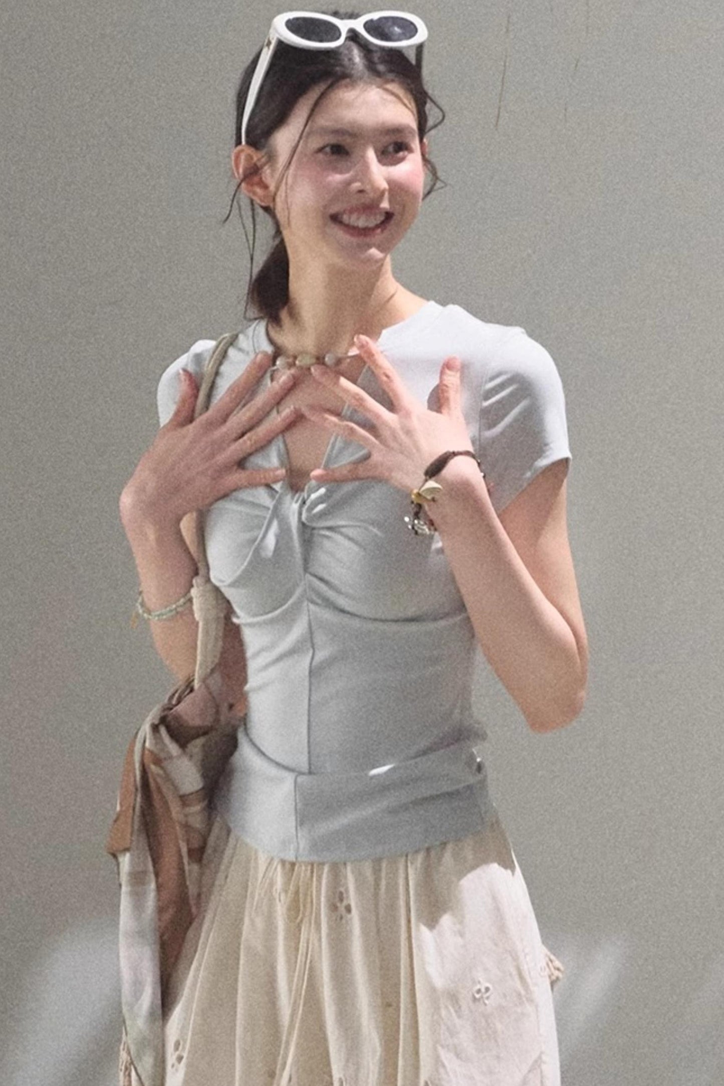 V-Neck Beaded T-Shirt