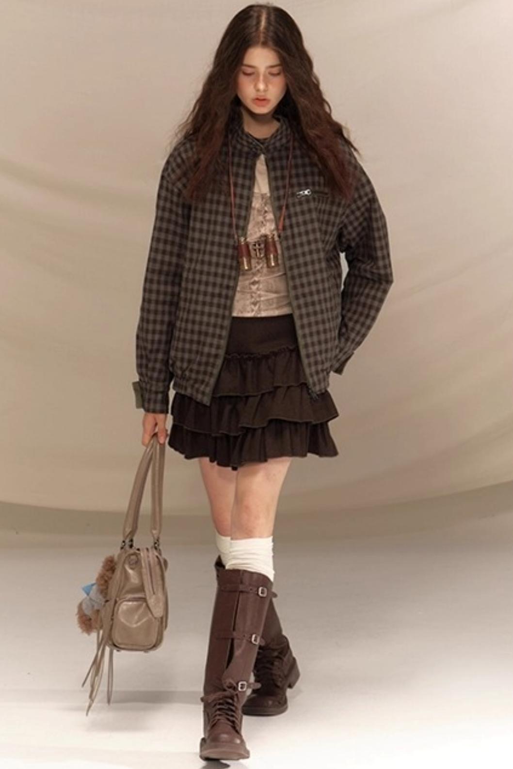 Linen Plaid Double Sided Jacket