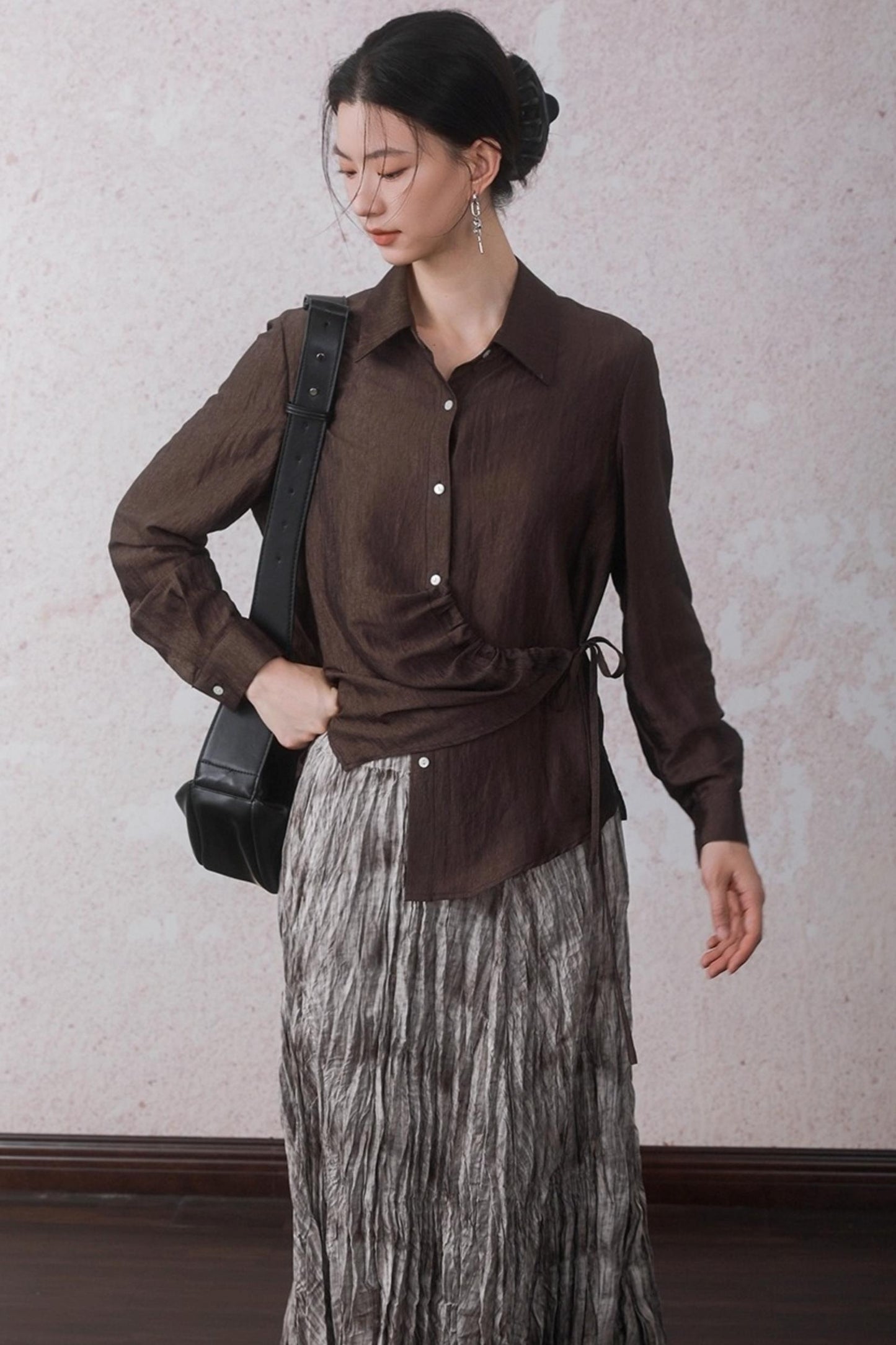 Autumn Acetate Chinese Shirt