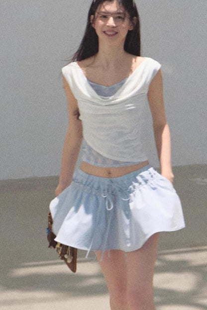 Embroidered Lyocell Puffy A-Line Skirt