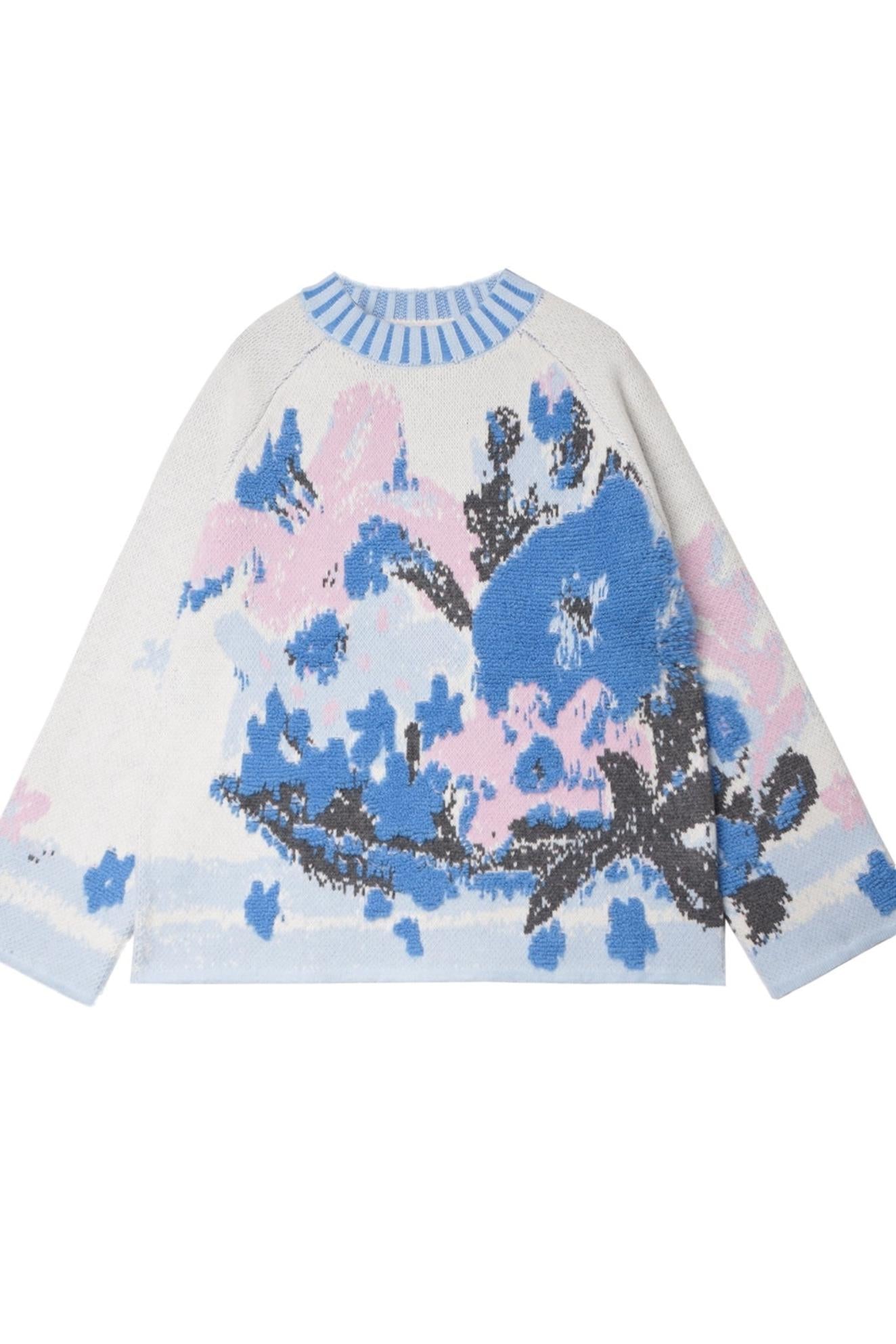 Oil Painting Jacquard Wool Sweater Set-Up