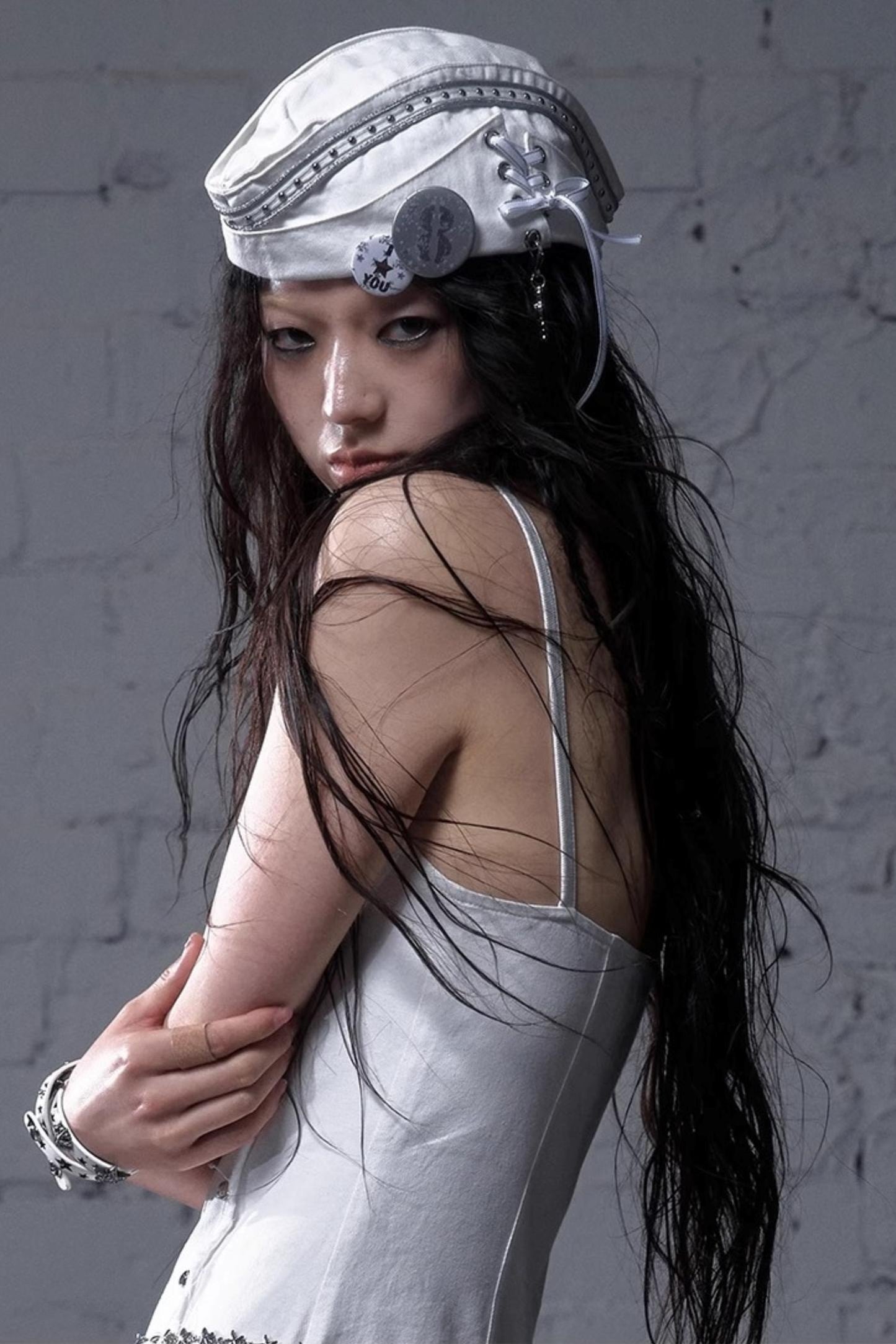 White-Black Sailor Hat