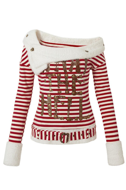 Diagonal Stripe Punk Long-Sleeve Top