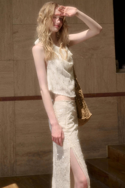 Elegant Starlit Top Skirt Set-Up