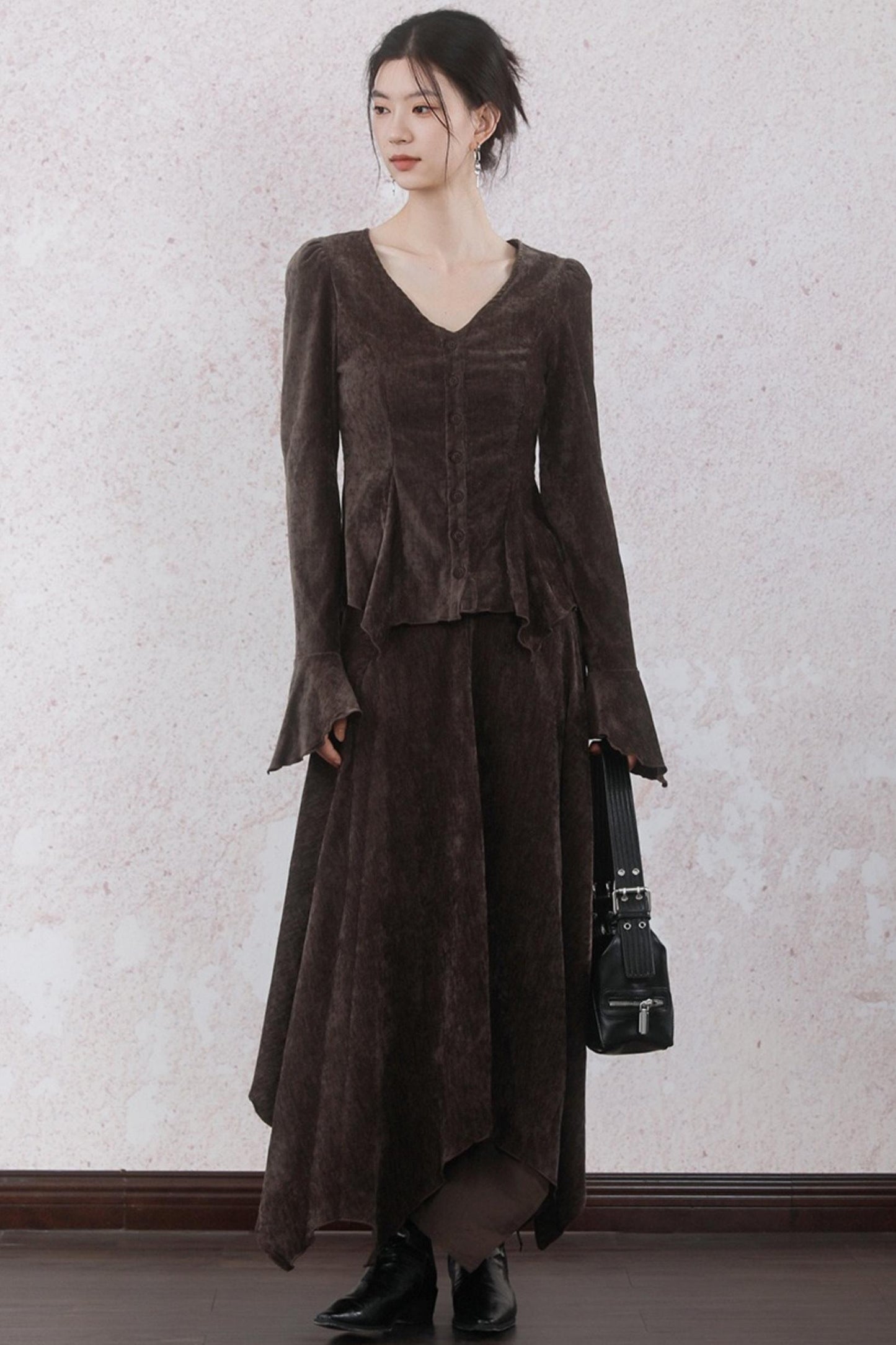 Winter Velvet Top Skirt Set-Up