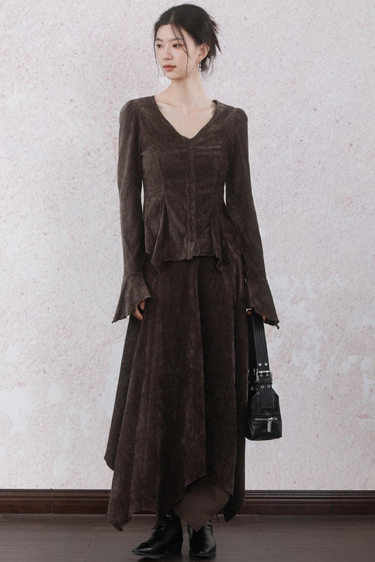 Winter Velvet Top Skirt Set-Up