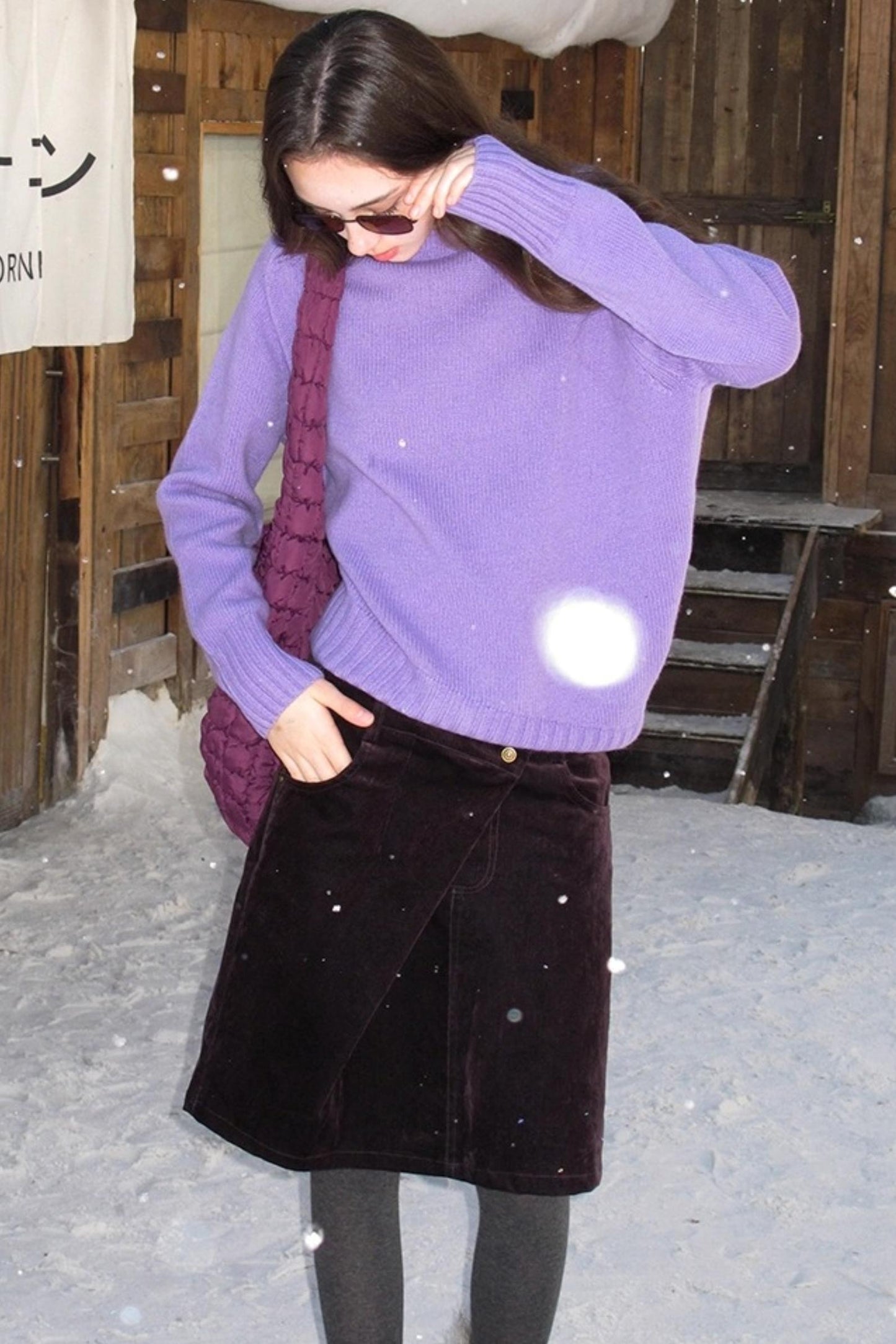 Mint Violet Slanted Hem Sweater