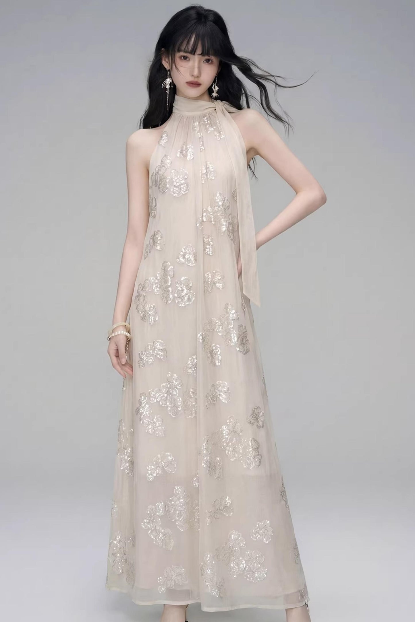 Gilt Shadow Halter Dress