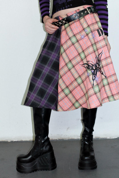 Punk Plaid Layered Skirt