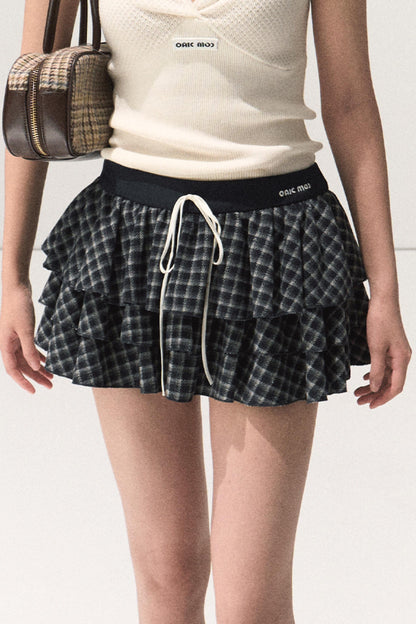 Shrine Plaid Woolen A-Line Skirt
