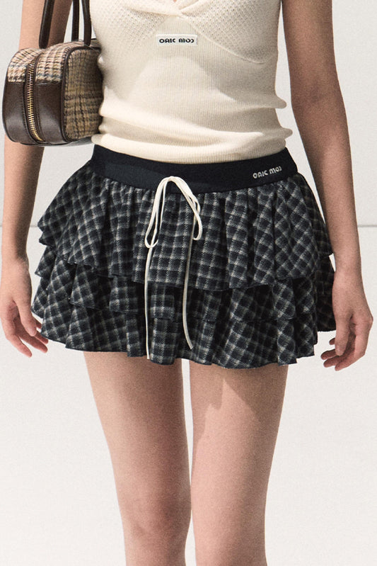 Shrine Plaid Woolen A-Line Skirt