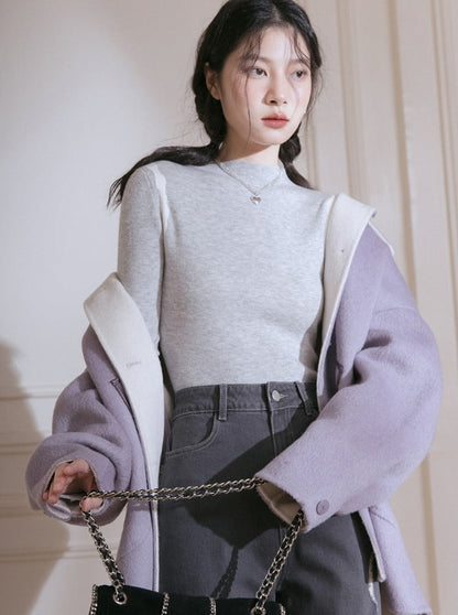 Retro Long Sleeve Wool Top