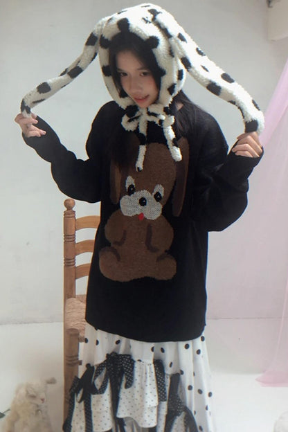 Happy Polka Dot Rabbit Ears Bow Hat