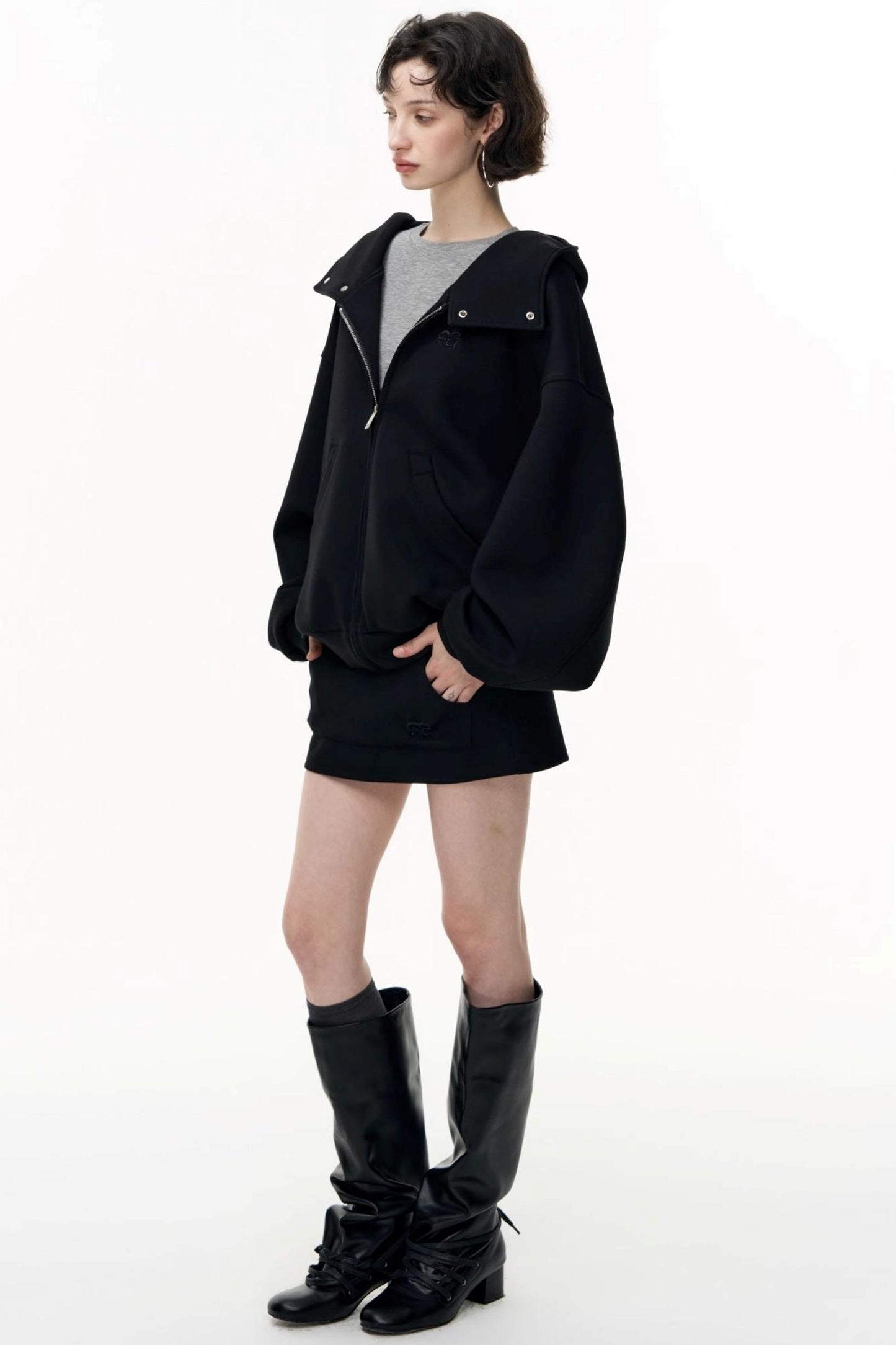 Casual Large Zip Hooded Cardigan