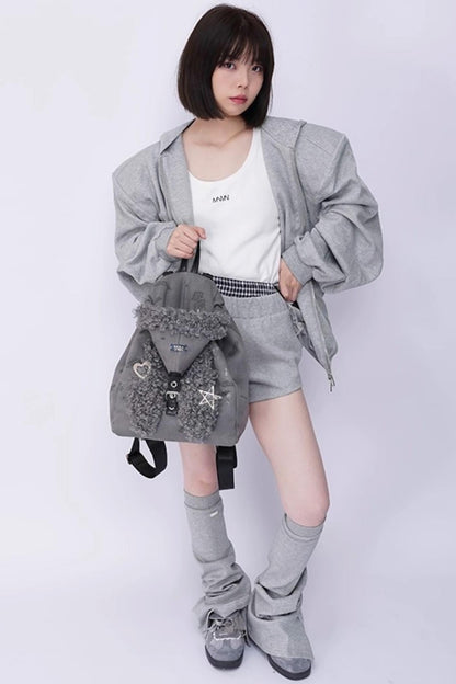 Cute Furry Rabbit Ears Backpack