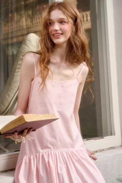 Baby Pink Cotton Dress Set-Up