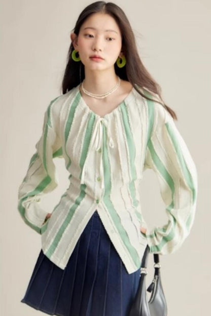 Elven Stripe Cardigan Skirt Set-Up