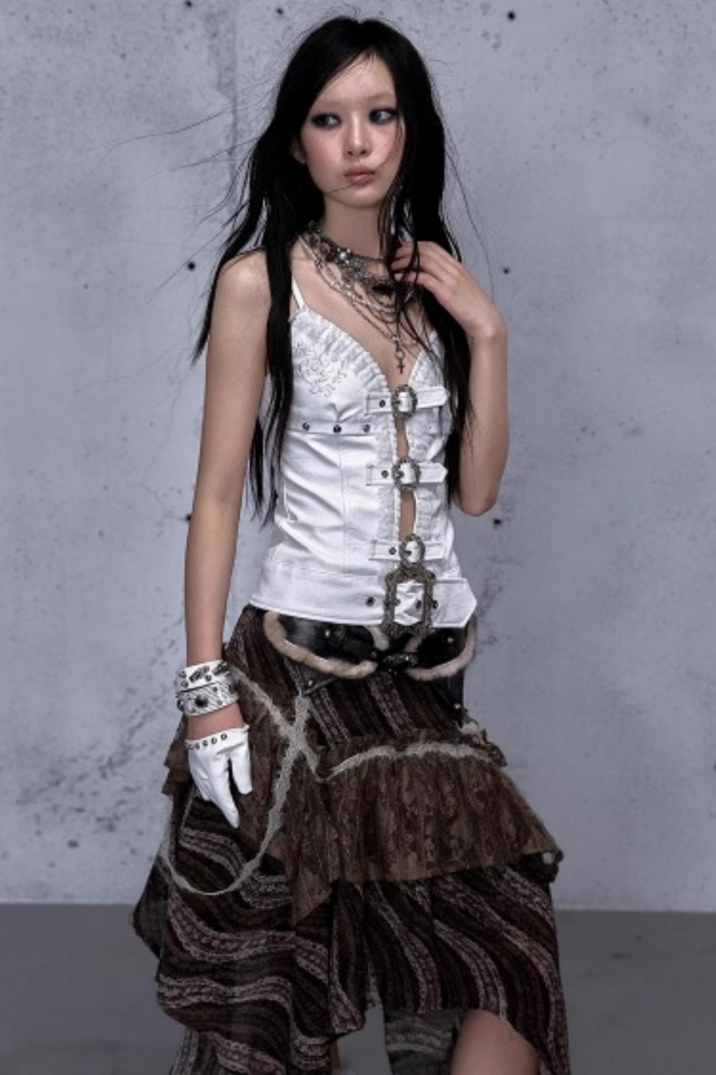 Embroidered Lace Leather Camisole