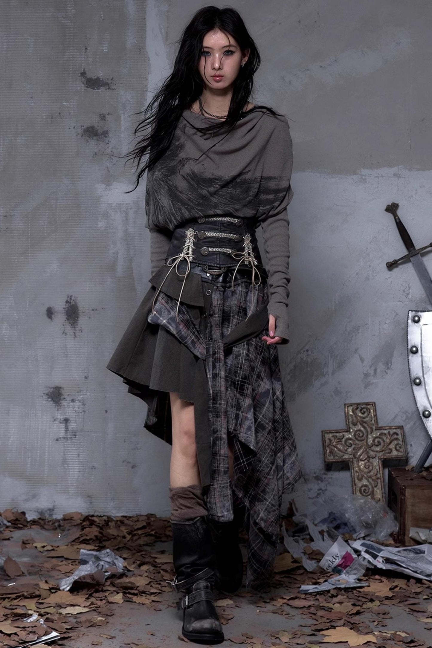 Vintage Punk Plaid Skirt