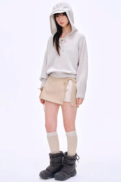 Side Slit Bow Pants Skirt